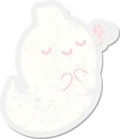 cute cartoon ghost grunge sticker vector