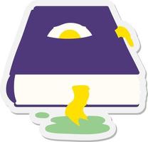 spooky spellbook with eyeball sticker vector