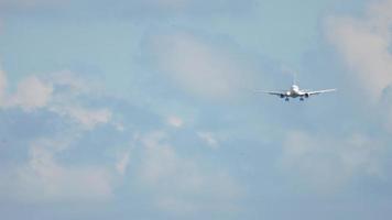 Airplane approaching before landing on runway 18R. Airport of Amsterdam, Netherlands video