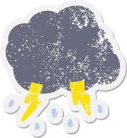 happy storm cloud grunge sticker vector