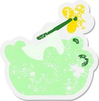 frog with flower grunge sticker vector