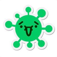 cute surprised virus sticker vector