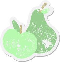 an apple and a pear grunge sticker vector