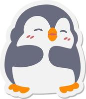 lindo pingüino navideño pegatina vector