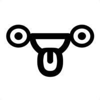staring face sticking out tongue icon vector