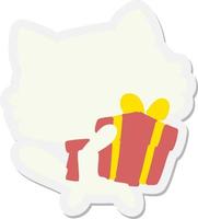 cat with present sticker vector