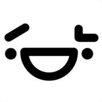 happy face with raised eyebrow icon vector