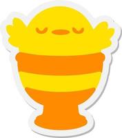 cute baby bird in egg cup sticker vector