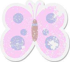 cute large butterfly grunge sticker vector