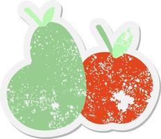 apple and pear grunge sticker vector