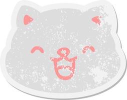 cat face sticking out tongue grunge sticker vector