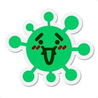 cute surprised virus sticker vector