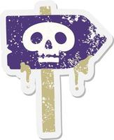 spooky halloween sign post grunge sticker vector