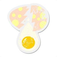 cracked egg with yolk grunge sticker vector
