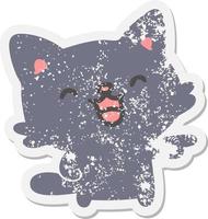 cat pointing and laughing grunge sticker vector