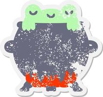 frog in a cauldron grunge sticker vector