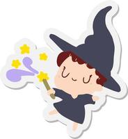 cartoon witch sticker vector