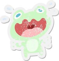 cartoon frog frightened grunge sticker vector