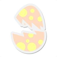 cracked easter egg sticker vector