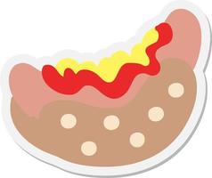 hotdog with ketchup and mustard sticker vector