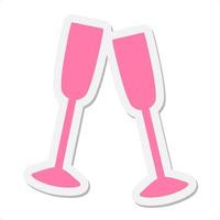 champagne glasses toasting sticker vector