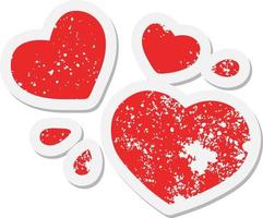 love hearts thumping grunge sticker vector