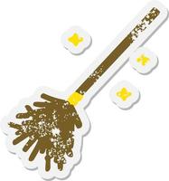 magic broomstick sweeping grunge sticker vector