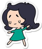 sticker cartoon of a cute kawaii girl vector