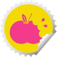 circular peeling sticker cartoon juicy apple vector