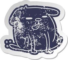 distressed old sticker kawaii of a cute dog vector