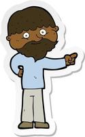 sticker of a cartoon bearded man pointing vector