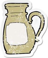 retro distressed sticker of a cartoon jug vector