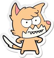 sticker of a cartoon grinning fox vector