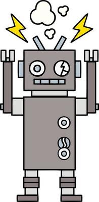 cute cartoon malfunctioning robot