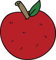 quirky hand drawn cartoon apple vector