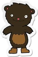 sticker of a cartoon teddy black bear wearing boots vector