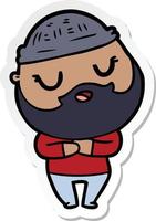 sticker of a cute cartoon man with beard vector