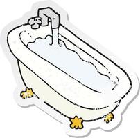 retro distressed sticker of a cartoon bath full of water vector