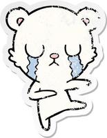 distressed sticker of a crying polar bear cartoon vector