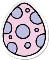 sticker of a quirky hand drawn cartoon easter egg vector