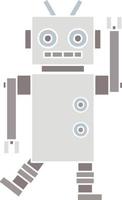 flat color retro cartoon dancing robot vector