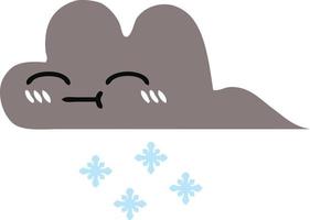 flat color retro cartoon storm snow cloud vector