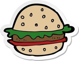 pegatina de una hamburguesa de dibujos animados vector