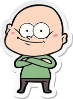 sticker of a cartoon bald man staring vector