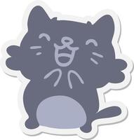 happy cartoon cat drooling sticker vector