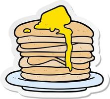 sticker of a cartoon stack of pancakes vector