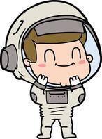 astronauta de dibujos animados feliz vector