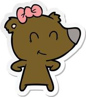 sticker of a female bear cartoon vector