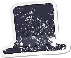 retro distressed sticker of a cartoon top hat vector