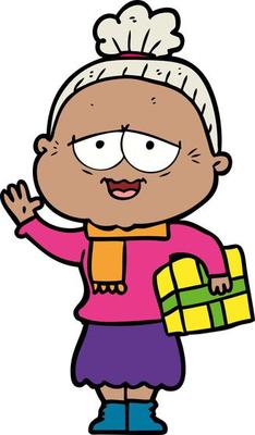 cartoon happy old lady